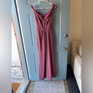 David's Bridal Strapless Plum Dress